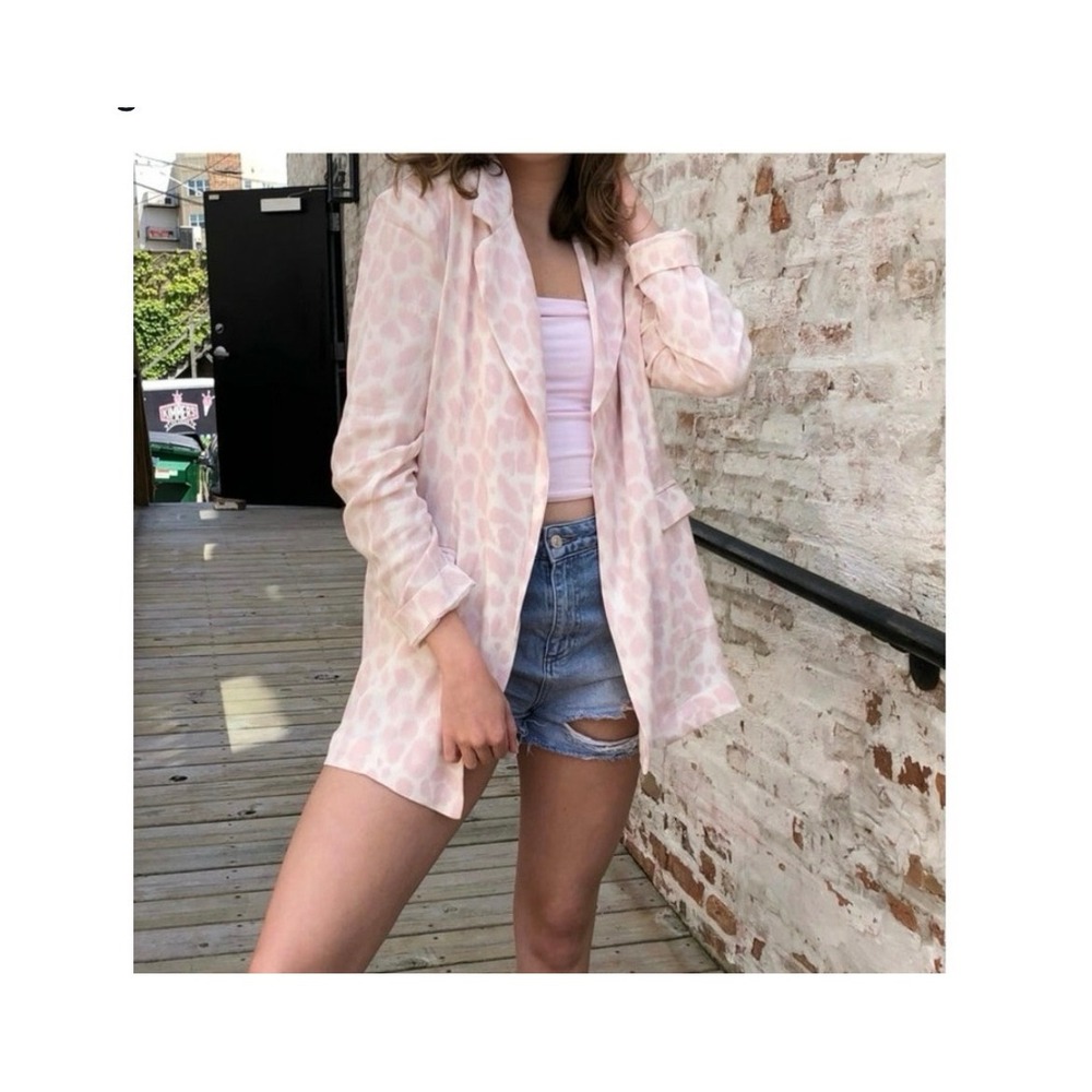 AFRM Blazer Pink Leopard Oversized It Girl Sz S  Model Off Duty Spring NWT